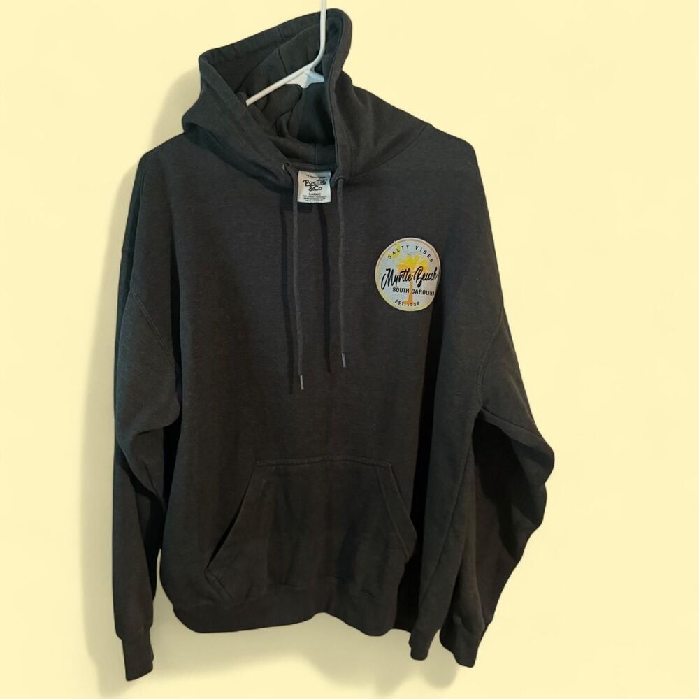 Pacific & Co Myrtle Beach Graphic Hoodie Gray Large Huge Back Print